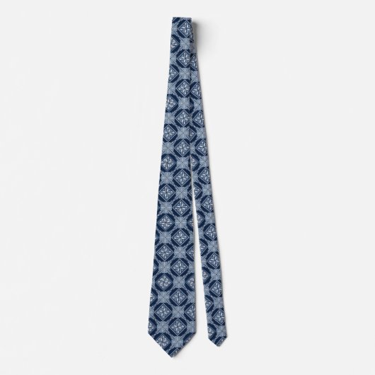 Cravate Blue Tatreez Henna Thobe Motif (Devant)