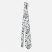 Cravate Blue Vintage Floral Pattern (Dos)