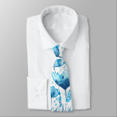 Cravate Blue watercolor flowers (Attaché)