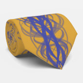 Cravate Blue Wavy Abstract Lines Repeat Pattern On Bronze (Roulé)