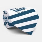 Cravate Blue & white stripes nautical wind saiboat 2 (Roulé)