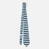 Cravate Blue & white stripes nautical wind saiboat 2 (Dos)