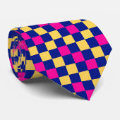 Cravate Blue Yellow Pink Checkered Pattern Design  (Roulé)