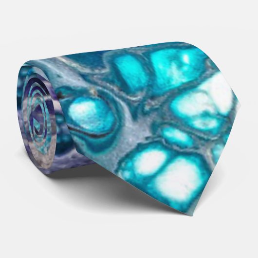 Cravate Blues et cellules de peinture Abstraites turquoise (Roulé)