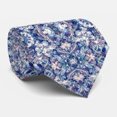 Cravate Blues, violet & blanc Floral & Motif de tourbillon (Roulé)