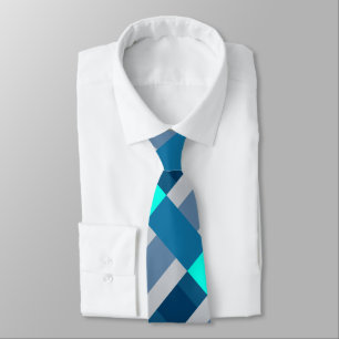 Cravate Bluesy Blues and Gray Color Block Print