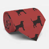 Cravate Bluetick Coonhound Chien Silhouettes Motif Rouge (Roulé)
