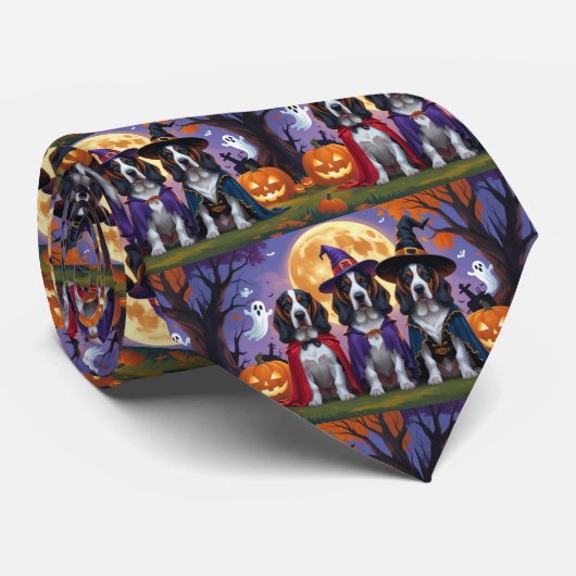 Cravate Bluetick Coonhound Chiens Citrouille Halloween Fun (Roulé)
