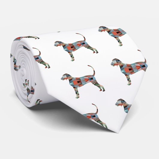 Cravate Bluetick Coonhound Geometric Pattern Silhouette (Roulé)