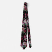 Cravate Blush Burgundy Black Floral Mariage (Devant)