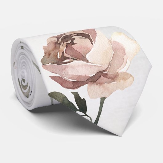 Cravate Blush en fleurs rose blanc Desdia Roses (Roulé)