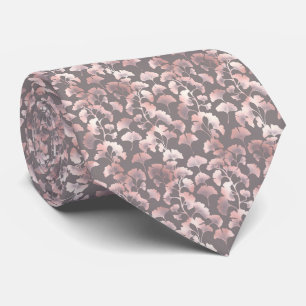 Cravate Blush Ginkgo Luxe – Botanique Or sur Noir (2)