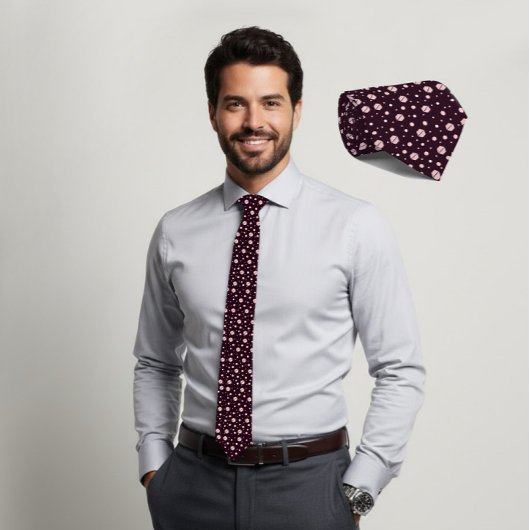 Cravate Blush Hexagon Geometric Dark Plum Tie