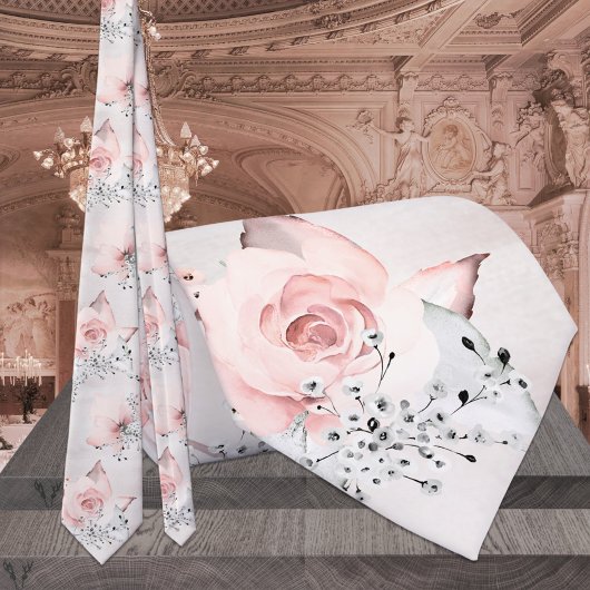Cravate Blush Pink Dusty Rose Silver Gray Greenery Wedding
