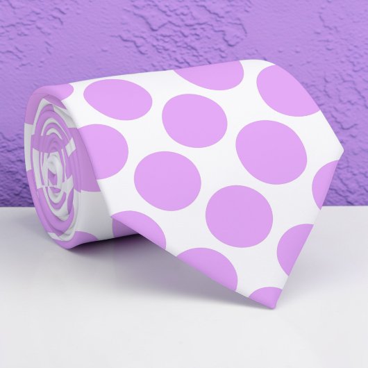 Cravate Blush Pink Polka Dots on White Custom Necktie