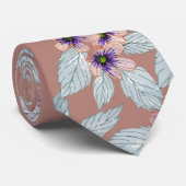 Cravate Bohème Terracotta rose Fleurs Aquarelle (Roulé)