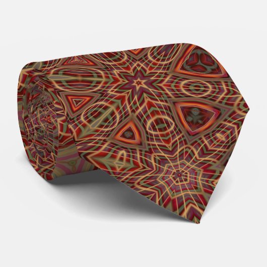 Cravate Bohemian Kitsch Rust Brown Floral Motif à imprimer (Roulé)