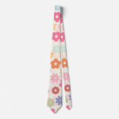 Cravate Boho 70's Retro Daisy Flowers (Devant)