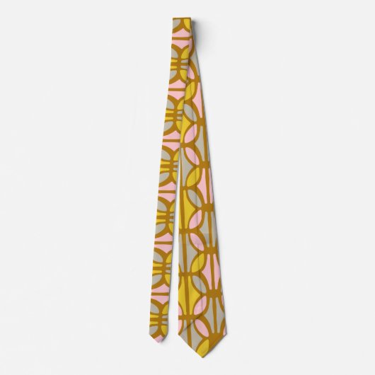 Cravate Boho Abstrait Pastel Formes Motif rose jaune (Dos)