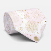 Cravate Boho Astrologie Gold Motif céleste (Roulé)