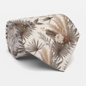 Cravate Boho beige plante (Roulé)