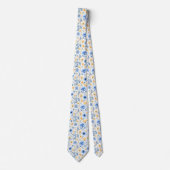 Cravate Boho bleu jaune Floral Groomsmen Groom Mariage (Devant)