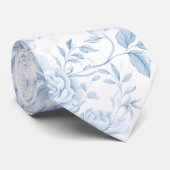 Cravate Boho Blue Porcelain Floral Mariage Groomsmen Cadea (Roulé)