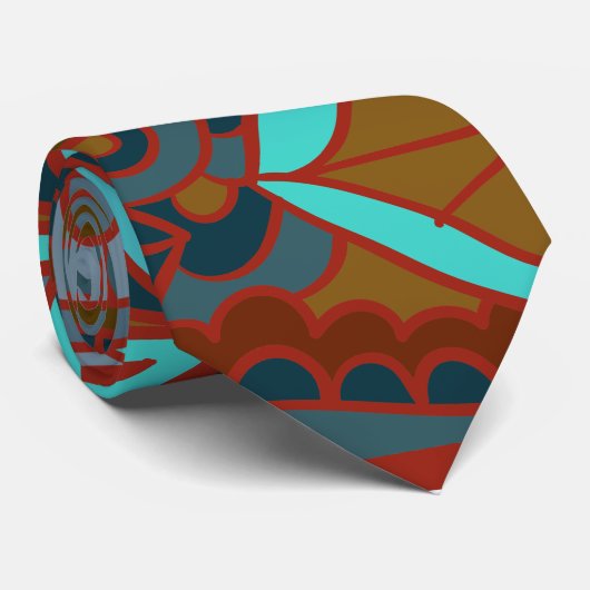 Cravate Boho, Brown et Turquoise (Roulé)