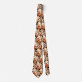 Cravate Boho Brown or Floral Aquarelle Fleurs Mariage (Devant)