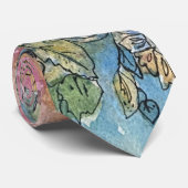 Cravate Boho Chic Flower Garden aquarelle peinture (Roulé)