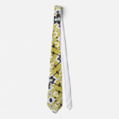 Cravate Boho chic noir et jaune ikat motif tribal (Devant)