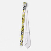 Cravate Boho chic noir et jaune ikat motif tribal (Dos)