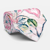 Cravate Boho Chic rose Floral Aquarelle Botanique (Roulé)