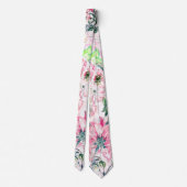 Cravate Boho Chic rose Floral Aquarelle Botanique (Dos)
