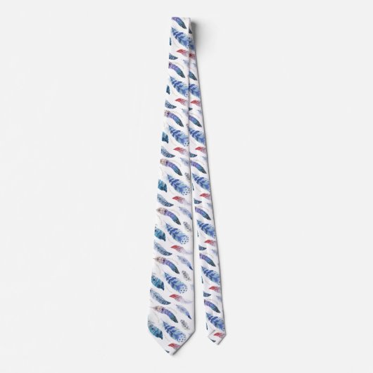 Cravate Boho Feathers Motif aquarelle (Devant)