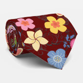 Cravate Boho Flowers Motif B01.b DRed BG (Roulé)