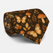Cravate Boho Forêt Bois Champignons | Couleurs d'Automne (Roulé)