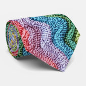 Cravate Boho Knit Stripe Colorful Design (Roulé)