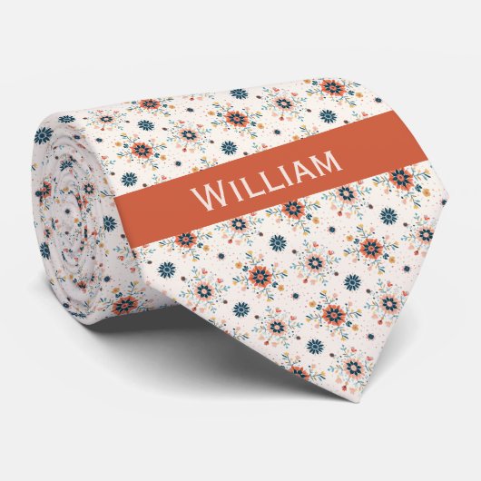 Cravate Boho Motif des fleurs (Roulé)