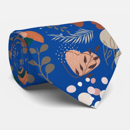 Cravate BOHO Motif esthétique A10 Bleu BG (Roulé)