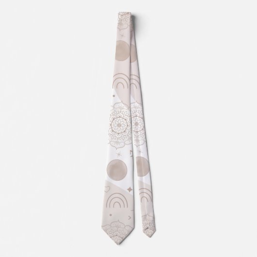 Cravate Boho Neutral Space Doodles Design esthétique (Devant)