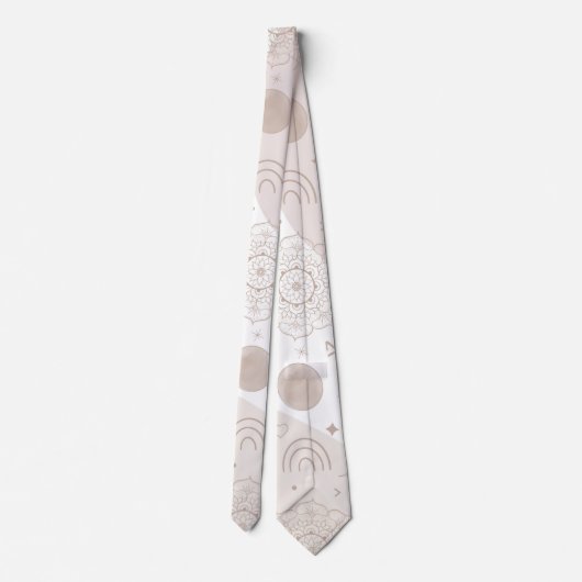 Cravate Boho Neutral Space Doodles Design esthétique (Dos)