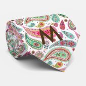 Cravate Boho Paisley Multicolor girly motif monogramme (Roulé)