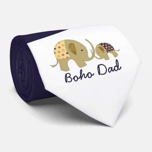 Cravate Boho Papa, Gold Elephant (Roulé)