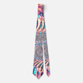 Cravate Boho Pastel Rose et Bleu Spirale Abstrait Fractal (Devant)