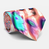 Cravate Boho Pastel Rose et Bleu Spirale Abstrait Fractal (Roulé)