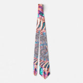 Cravate Boho Pastel Rose et Bleu Spirale Abstrait Fractal (Dos)