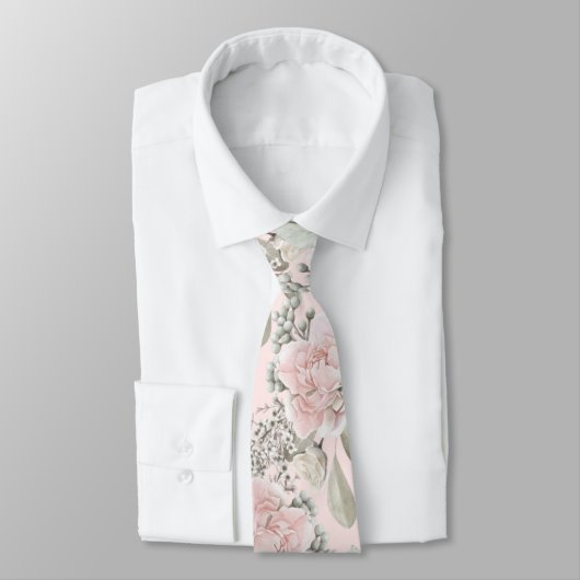 Cravate Boho rose floral clair et poussiéreux Groomsman ca (Attaché)