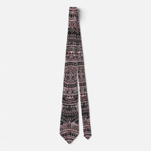 Cravate Boho Rose Gold Gray Mandala Elegant Design