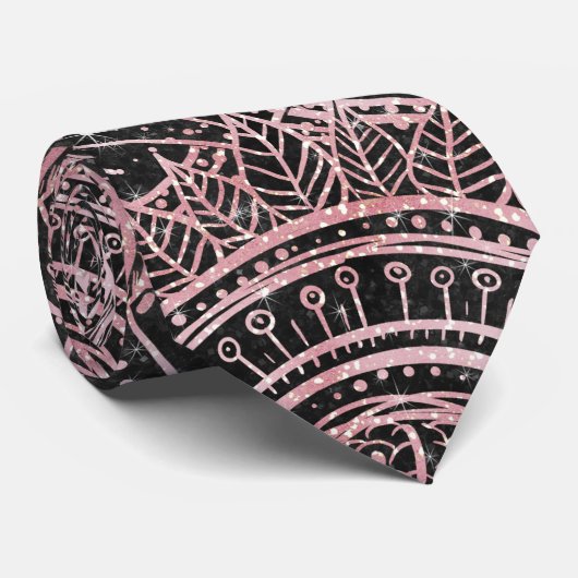 Cravate Boho Rose Gold Gray Mandala Elegant Design (Roulé)